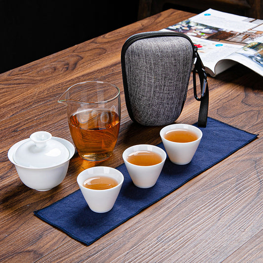 Travel Tea Set White Porcelain